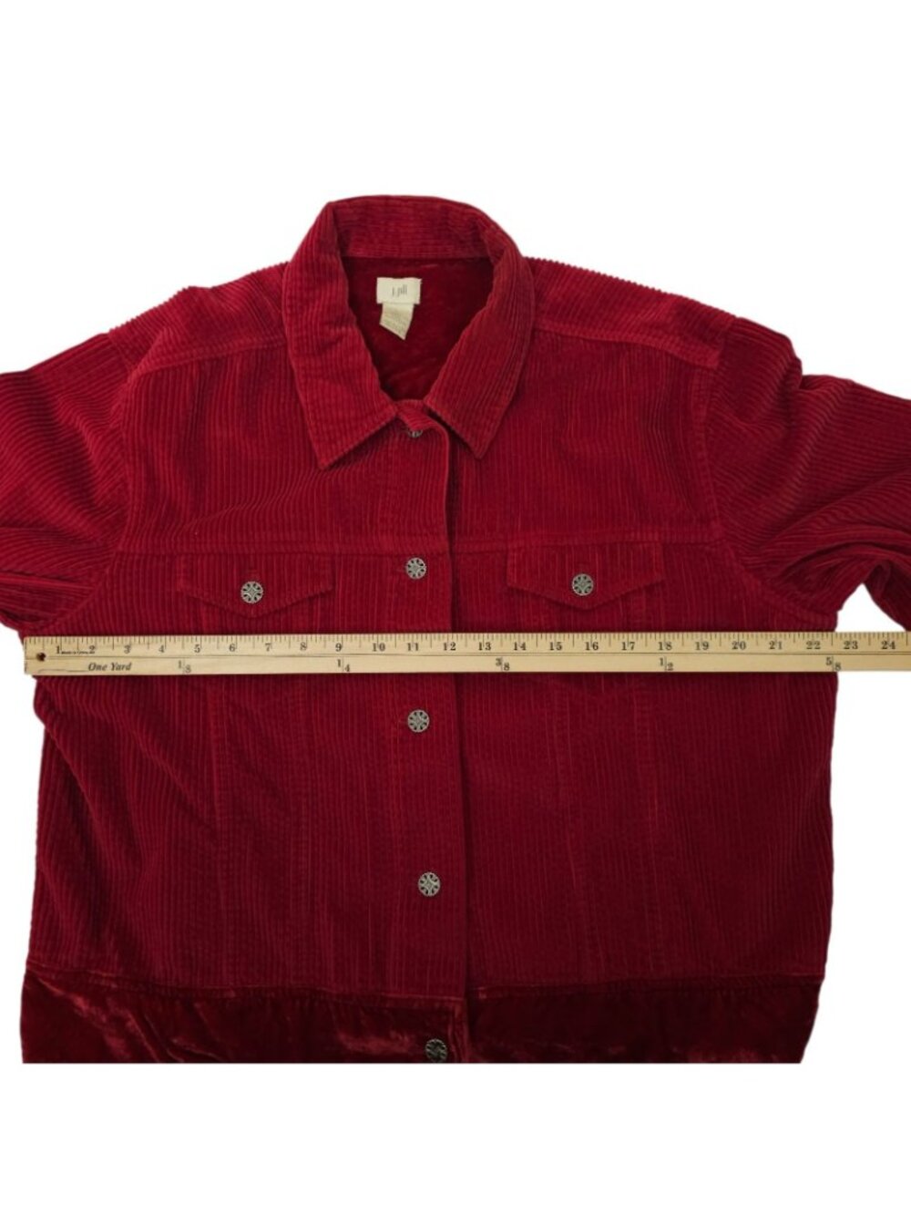 J. Jill Corduroy Jacket L Y2K Velvet Trim Vintage Whimsy Shacket Button Front - Picture 4 of 16